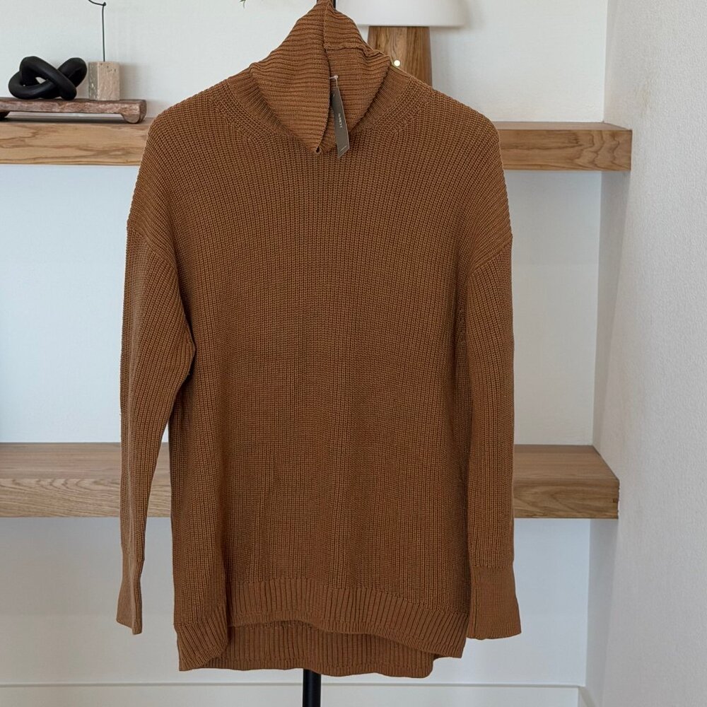 NWT J. Crew Ribbed Relaxed Turtleneck Sweater - Heather Caramel - S
